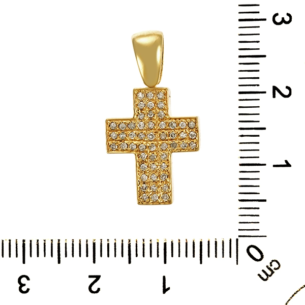 Anhänger, 8K, Gelbgold, Diamanten, Kreuz