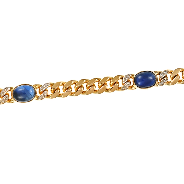 Armband, 14K, Gelb-/Weißgold, Saphir, Diamant