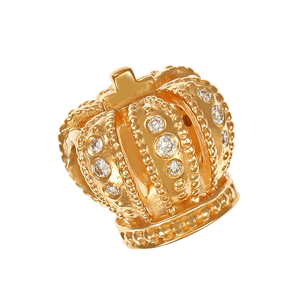 Anhänger, 14K, Gelbgold, Brillanten, Krone