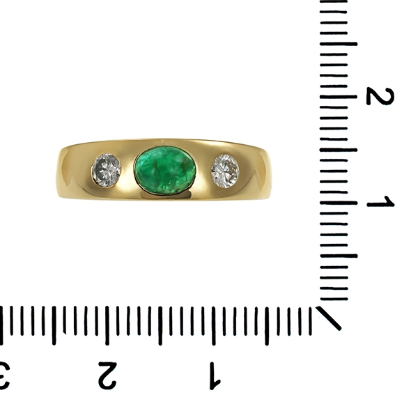 Ring, 14K, Gelbgold, Samragd, Brillanten