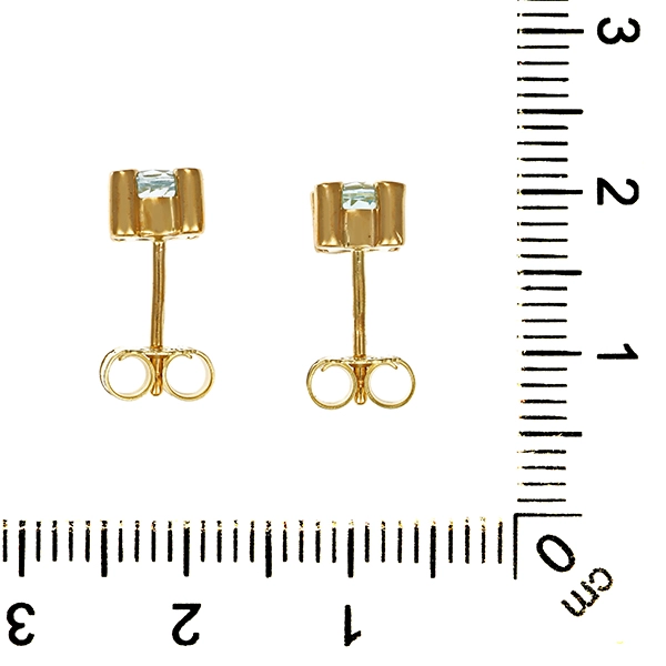 Ohrstecker, 14K, Gelbgold, Topas blau
