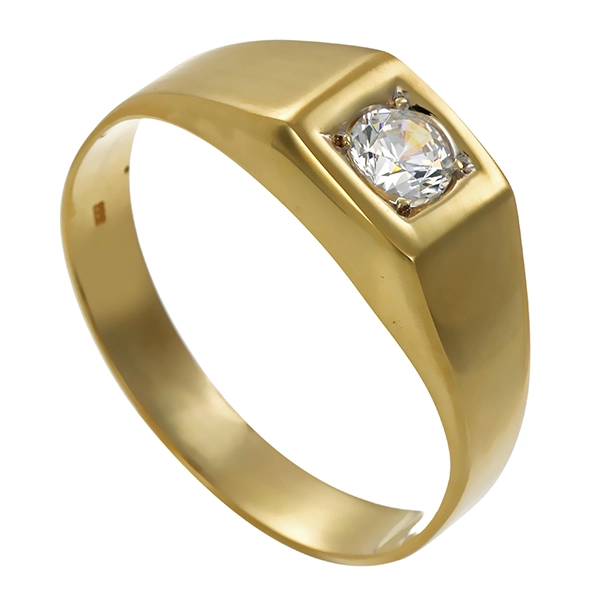 Herrenring, 8K, Gelbgold, Zirkonia