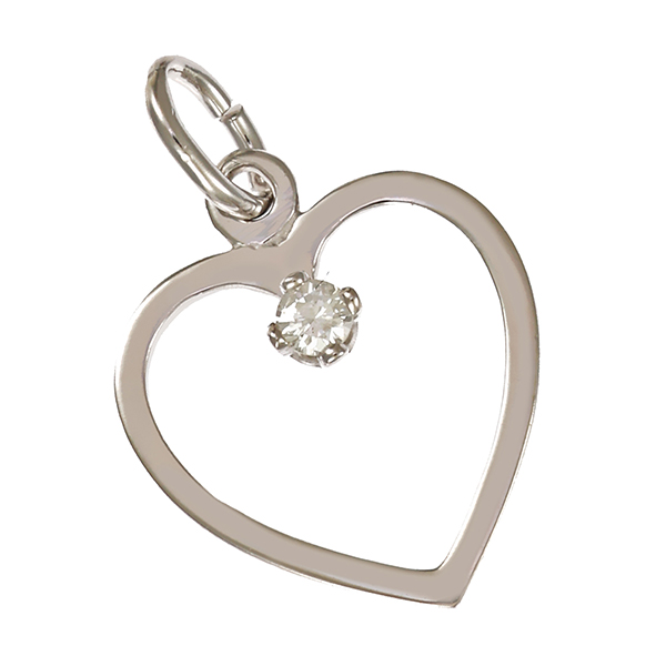 Anhänger, 14K, Weißgold, Brillant, Herz