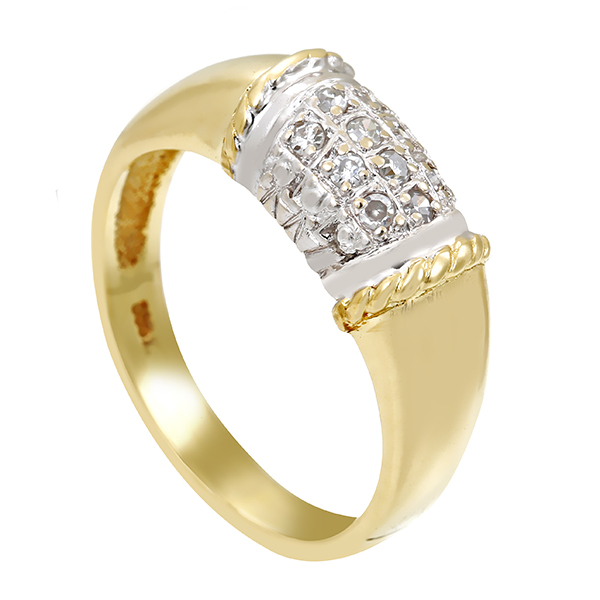 Diamantring, 14K, Gelb-/Weißgold, Diamanten 0,10 ct
