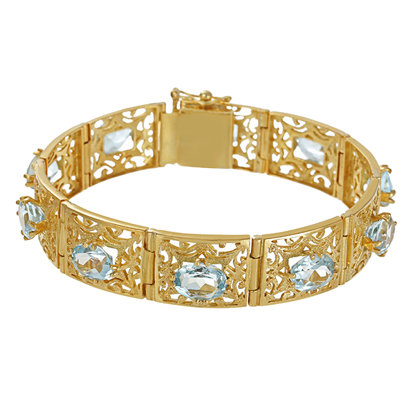 Armband, 18K, Gelbgold, Aquamarin