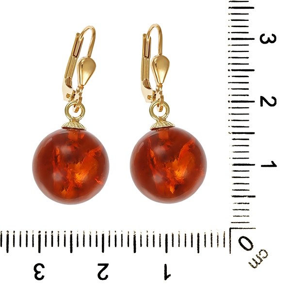 Ohrhänger, 14K, Gelbgold, Bernstein