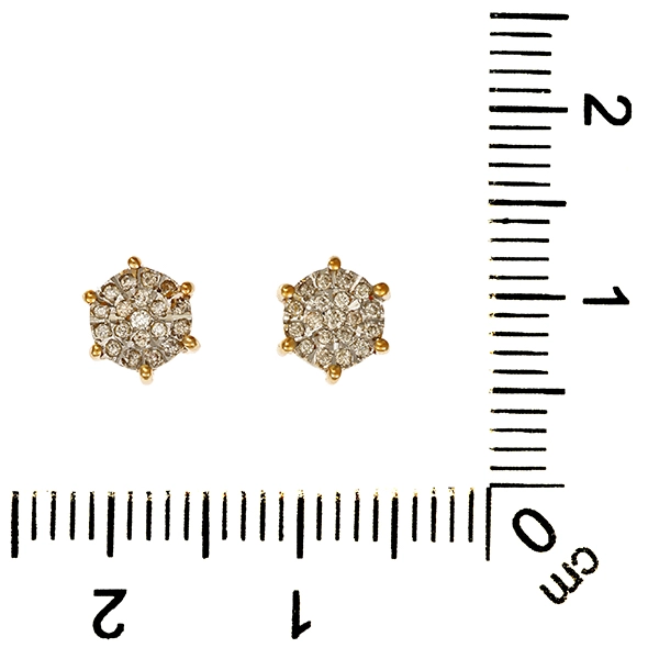 Ohrstecker, 9K, Gelb-/Weißgold, Brillanten