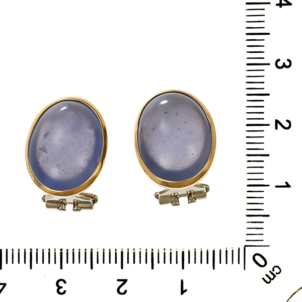 Ohrclipse, 18K, Gelbgold, Calcedon