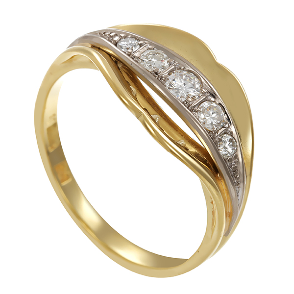 Ring, 14K, Gelb-/Weißgold, Brillanten 