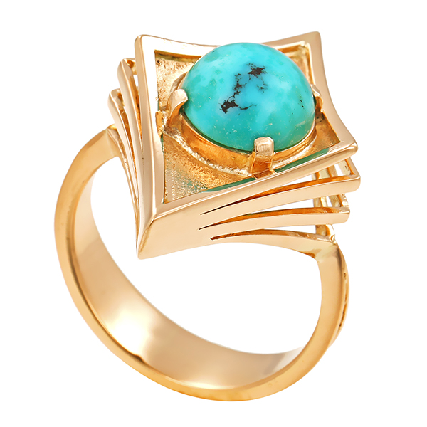 Ring, 18K, Gelbgold, Türkis