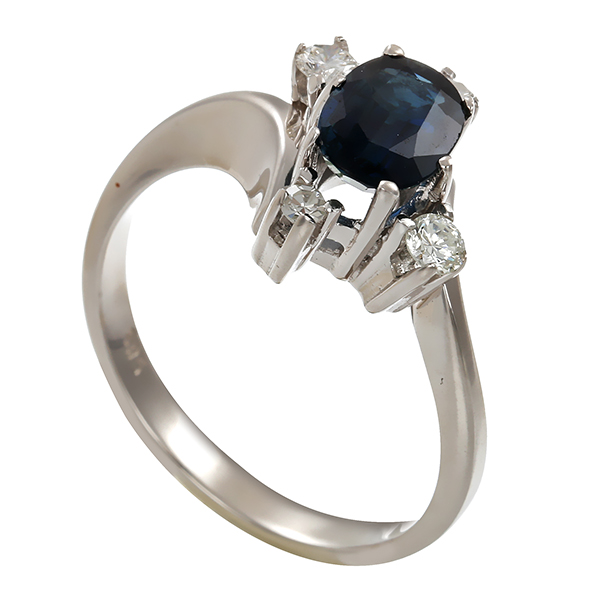 Ring, 14K, Weißgold, Saphir, Diamant, Brillant