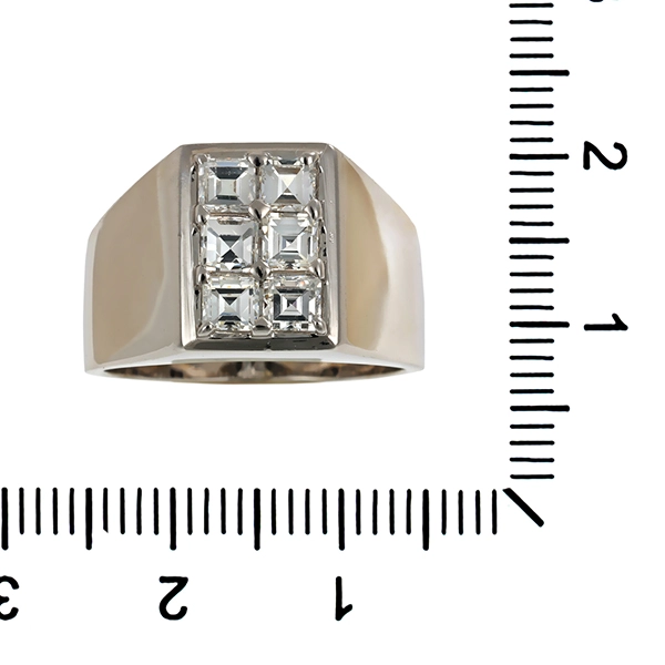 Herrenring, 18K, Weißgold, Diamanten