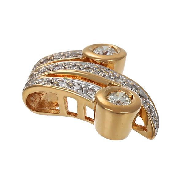 Anhänger, 14K, Gelbgold, 2 Brillanten zus ca 0,25ct, 19 Brillanten