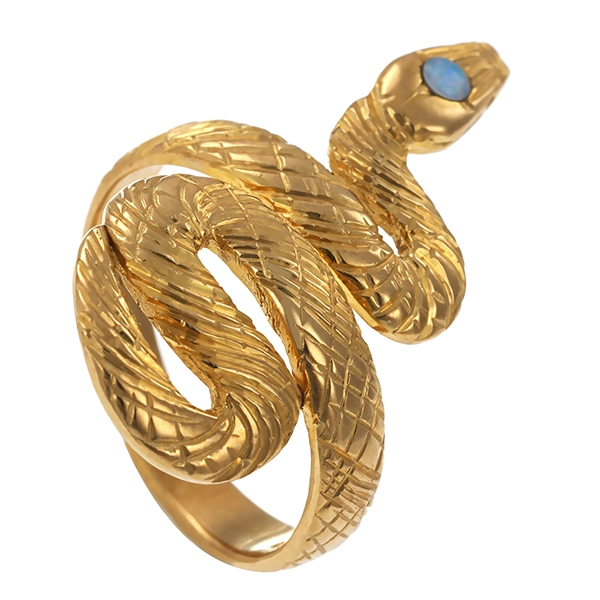 Ring, 8K, Gelbgold, Opal, Schlange