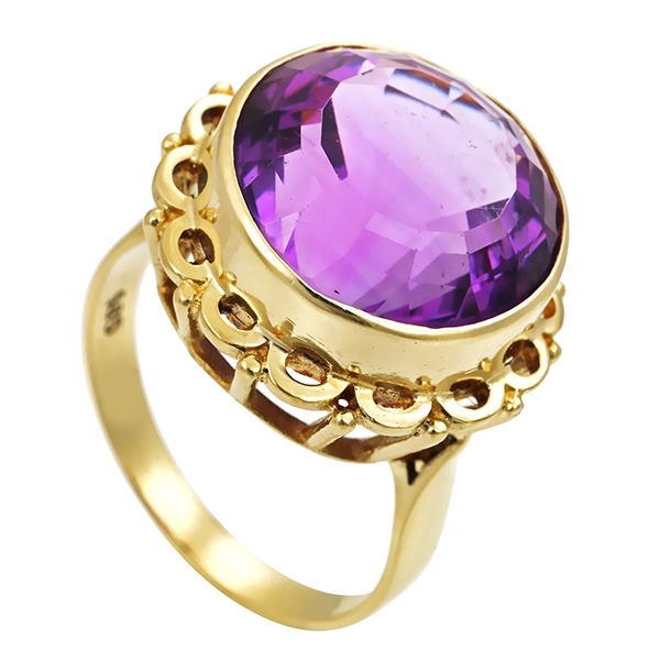 Ring, 14K, Gelbgold, Amethyst