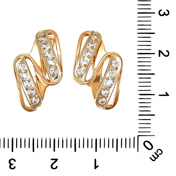 Ohrstecker, 14K, Weiß-/Rotgold, Zirkonia