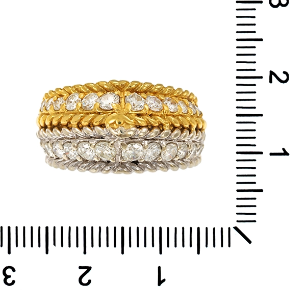 Ring, 18K, Gelb-/Weißgold, Brillanten