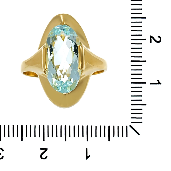 Ring, 14K, Gelbgold, Aquamarin