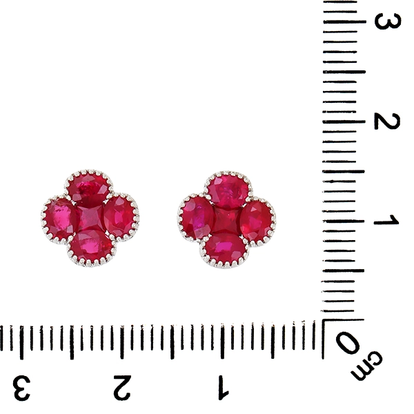 Ohrstecker, 18K, Weißgold, Rubine 2,41 ct