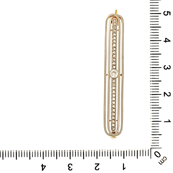 Brosche, 18K, Gelb-/Weißgold, Diamantrosen, Diamant