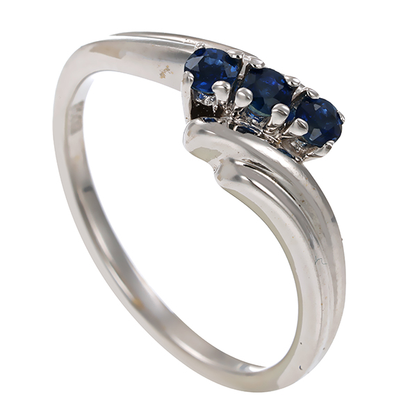 Ring, 14K, Weißgold, Saphir