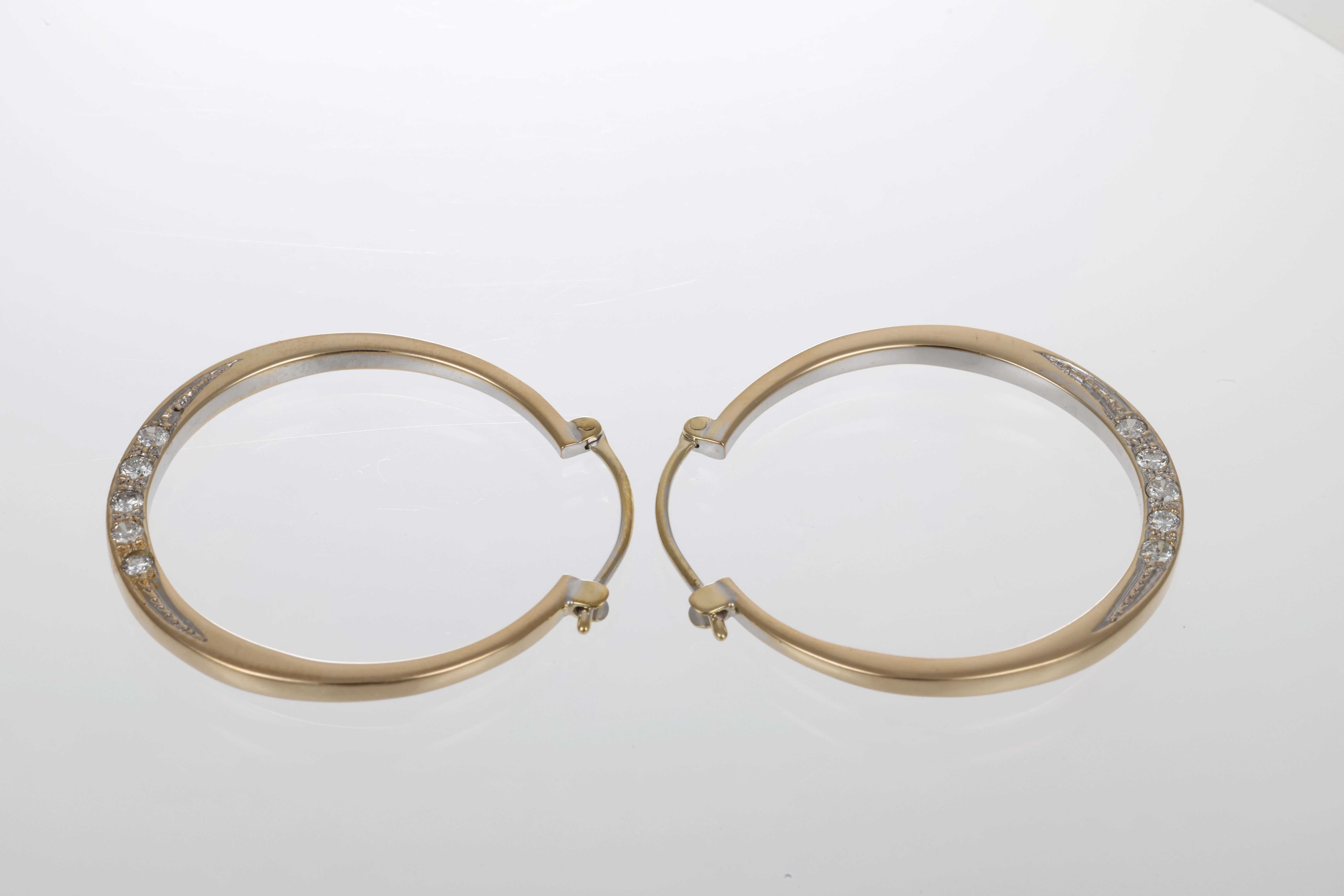 Creolen, 14K, Gelbgold, Brillanten