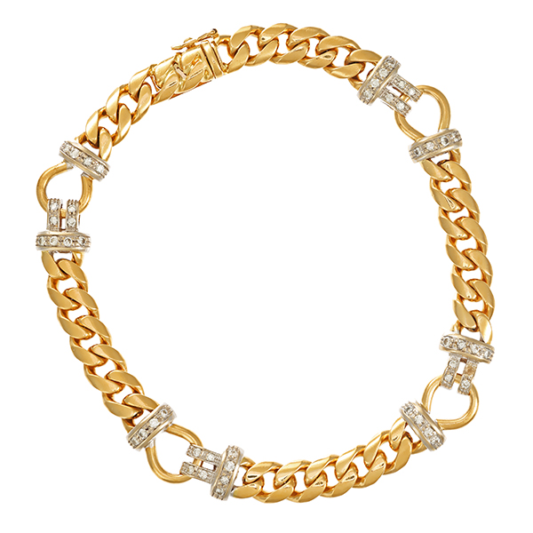 Armband, 18K, Gelb-/Weißgold, Brillanten