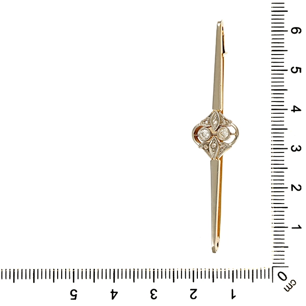 Brosche/Nadel, 14K, Platin/Gelbgold, Diamanten