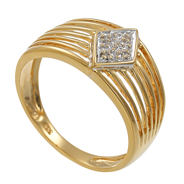 Diamantring, 8K, Gelb-/Weißgold, Diamanten
