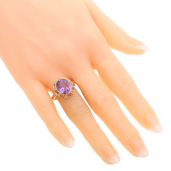 Ring, 14K, Gelbgold, synthetischer Korund