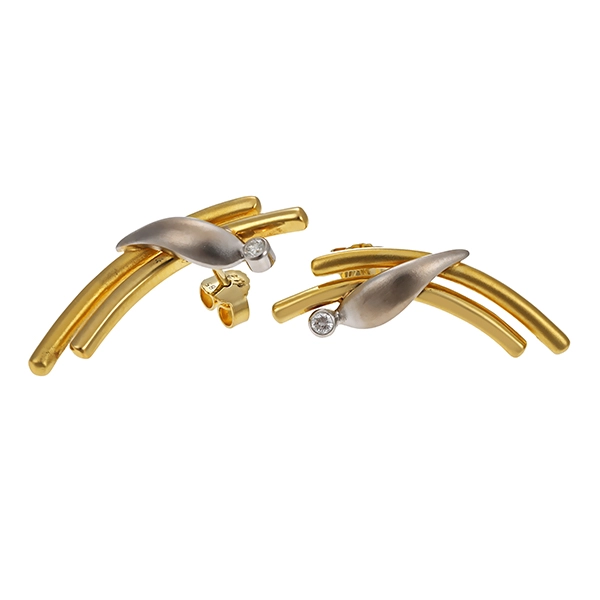 Ohrstecker, 14K, Gelb-/Weißgold, Brillanten