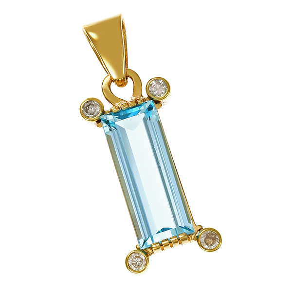 Anhänger, 18K, Gelbgold, Brillant, Topas blau