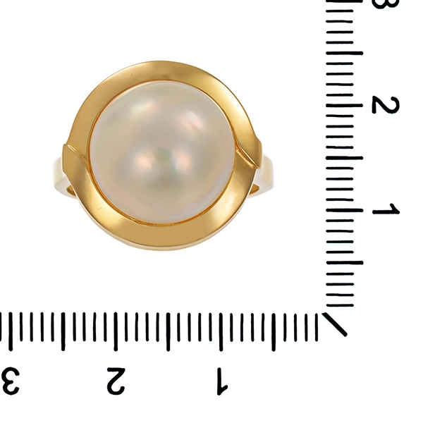Ring, 18K, Gelbgold, Mabe-Perle