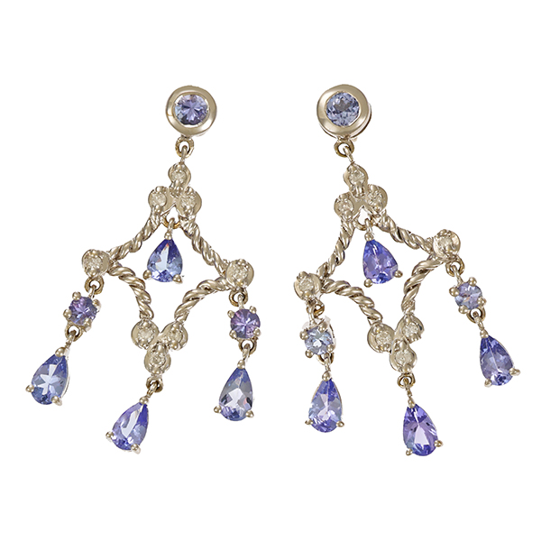 Steckhänger, 14K, Weißgold, Tansanit, Brillant