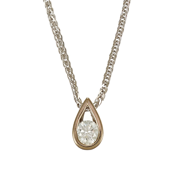 Collier, 18K, Weißgold, Brillant 0,17 ct