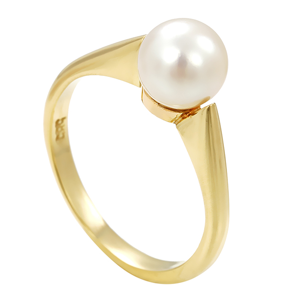 Ring, 14K, Gelbgold, Perle