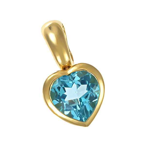 Anhänger, 14K, Gelbgold, Blautopas, Herz