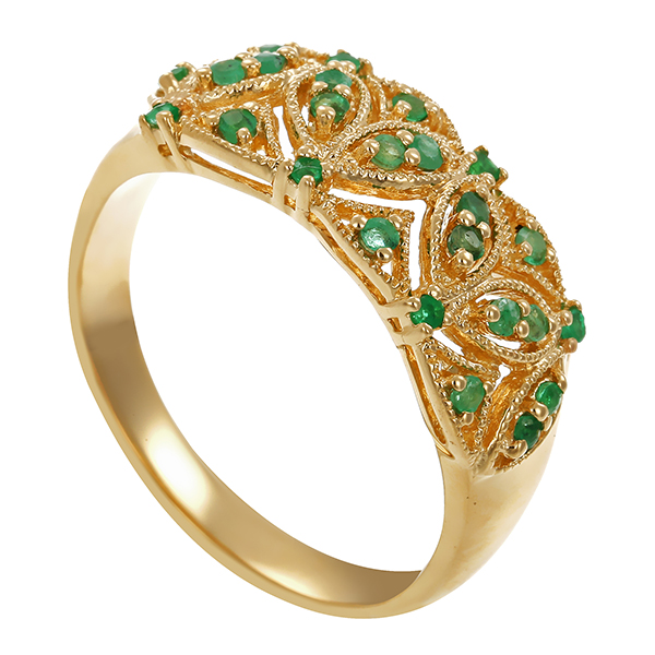 Ring, 14K, Gelbgold, Smaragde