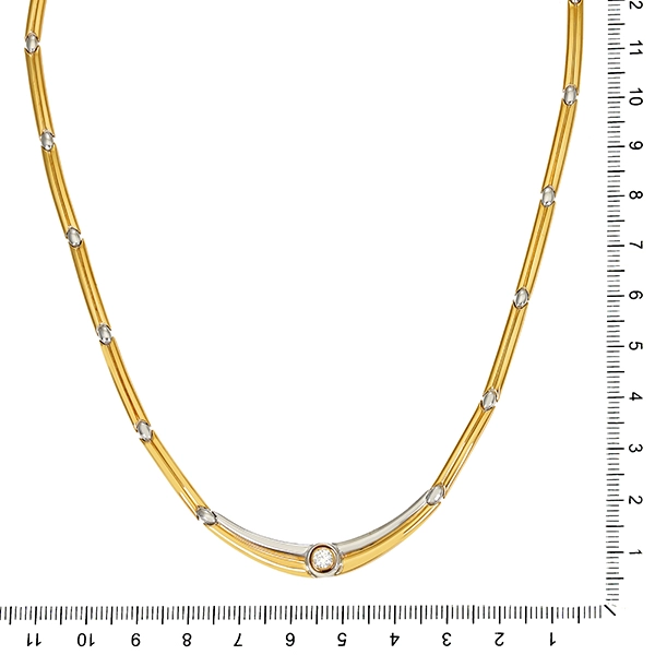 Collier, 18K, Gelb-/Weißgold, Brillant 0,17 ct
