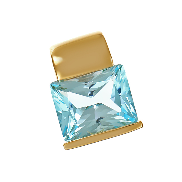 Anhänger, 14K, Gelbgold, Topas blau