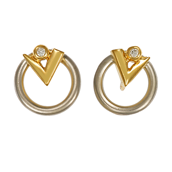 Ohrstecker, 950,PT/18K, Gelbgold, 2 Brillanten