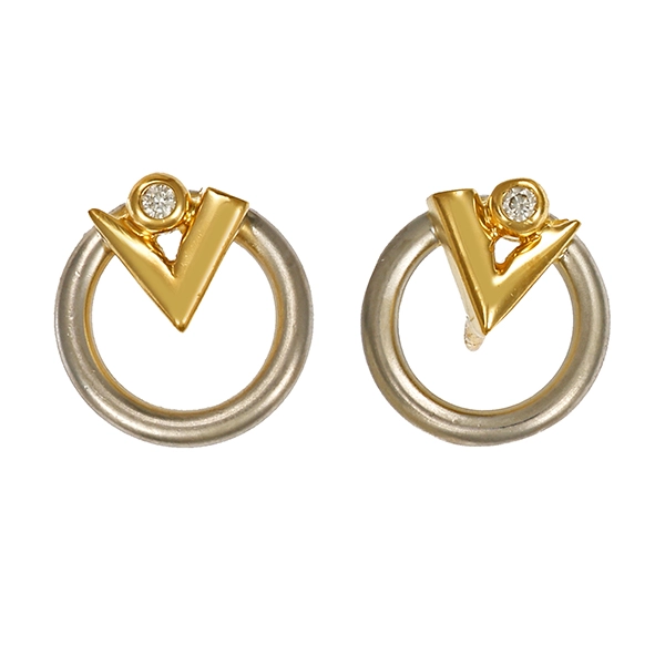 Ohrstecker, 950,PT/18K, Gelbgold, 2 Brillanten