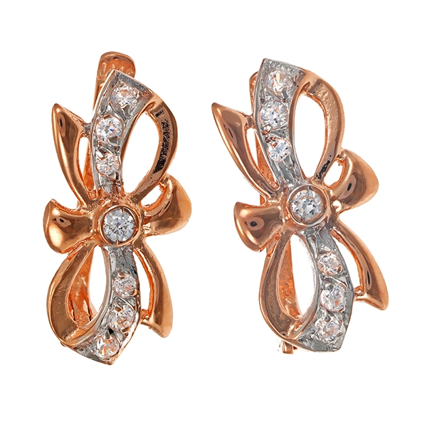 Ohrhänger, 14K, Weiß-/Rotgold, Zirkonia
