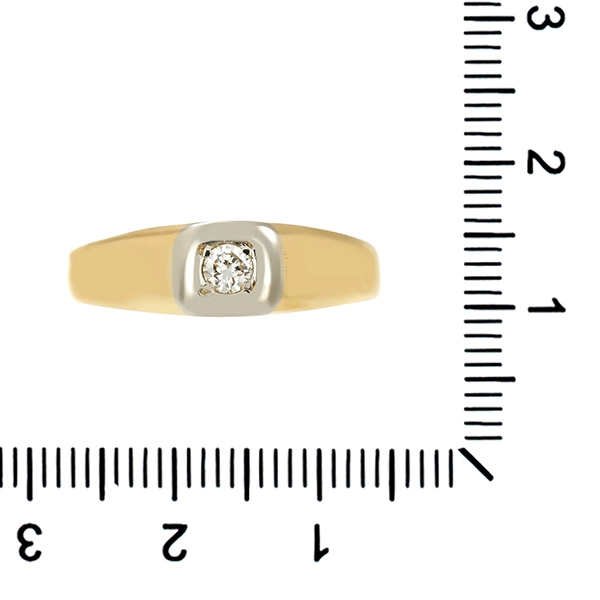 Herrenring, 14K, Gelb-/Weißgold, Brillant 0,13 ct