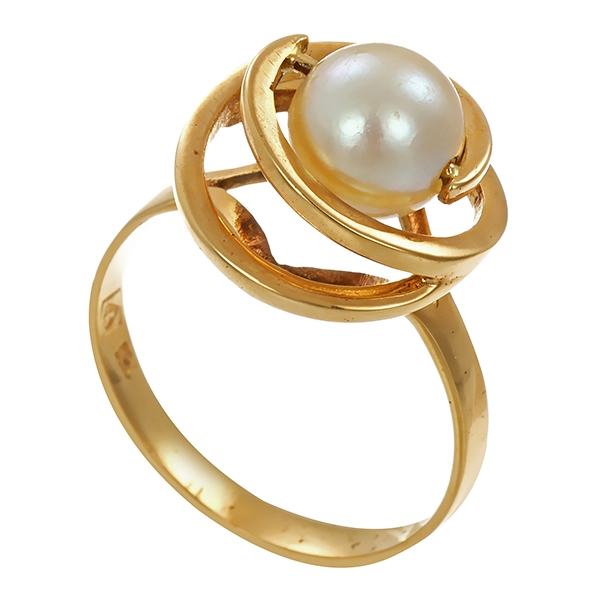 Ring, 18K, Gelbgold, Perle