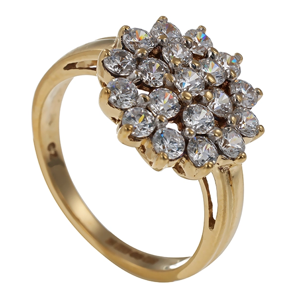 Ring, 9K, Gelb-/Weißgold, Zirkonia
