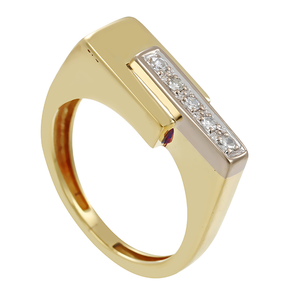 Diamantring, 14K, Gelb-/Weißgold, Diamanten