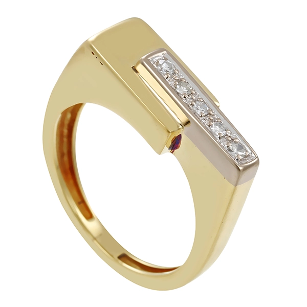 Diamantring, 14K, Gelb-/Weißgold, Diamanten