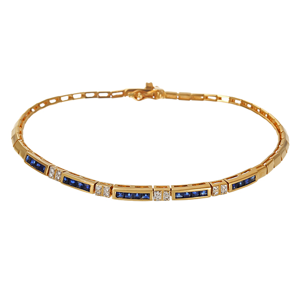 Armband, 14K, Gelbgold, Saphire, Brillanten