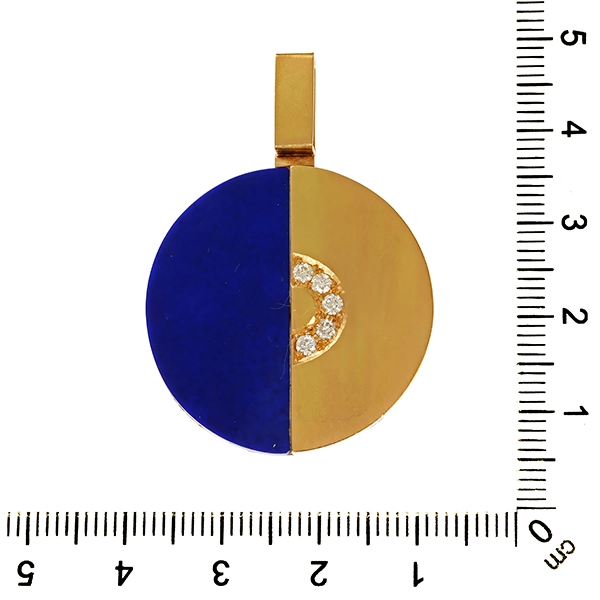 Anhänger, 18K, Gelbgold, Lapis, Brillanten